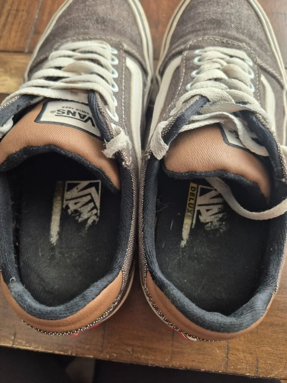 Vans Old Skool Brown & White Canvas Sneakers Mens Size 7.0